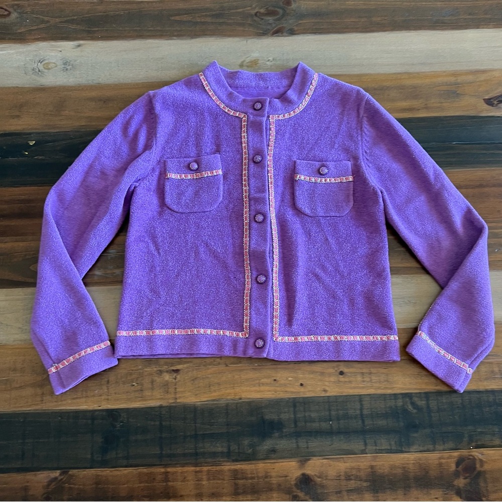 Purple button down sweater jacket small